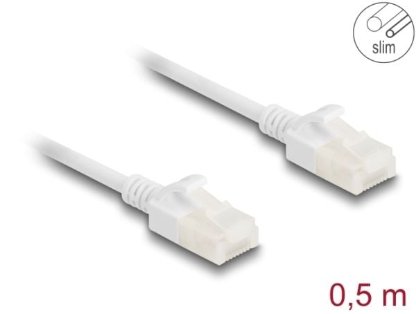 Delock - Koblingskabel - RJ-45 (hann) til RJ-45 (hann) - 50 cm - 3.6 mm - U/UTP, uskjermet - CAT 6a - halogenfri, formstøpt, uten hindringer, slank...