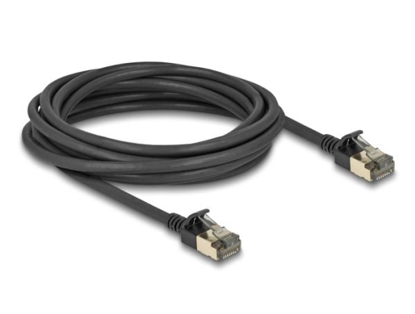 Delock - Nettverkskabel - RJ-45 (hann) til RJ-45 (hann) - 5 m - 4.5 mm - FTP - CAT 8.1 - halogenfri, uten hindringer, slank - svart