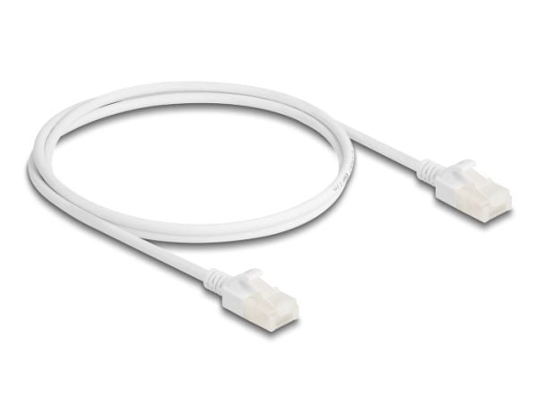 Delock - Nettverkskabel - RJ-45 (hann) til RJ-45 (hann) - 1 m - 3.6 mm - UTP - CAT 6a - halogenfri, uten hindringer, flat, robust latch - hvit