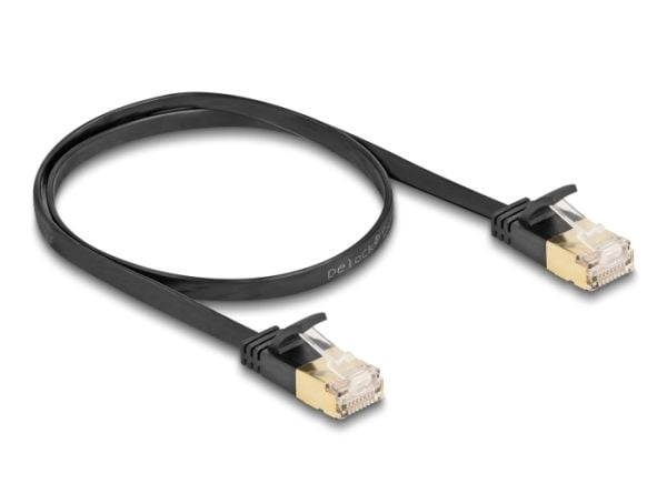 Delock - Nettverkskabel - RJ-45 (hann) til RJ-45 (hann) - 50 cm - U/FTP - CAT 7 (kabel) / CAT 6a (kontakter) - uten hindringer, flat, robust latch ...