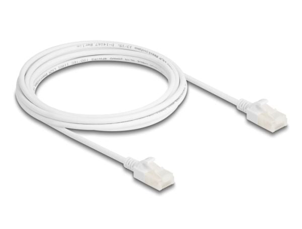 Delock - Nettverkskabel - RJ-45 (hann) til RJ-45 (hann) - 3 m - 3.6 mm - U/UTP, uskjermet - CAT 6a - halogenfri, uten hindringer, slank, robust lat...