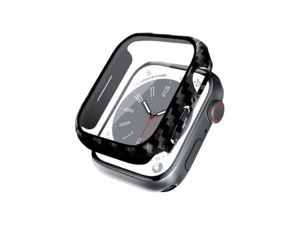 Crong CRG-45HS-CRB, Kotelo, Älykello, Urheilukello, Hiili, Apple, Apple Watch Series 7/8 45mm, Polykarbonaatti (PC), Karkaistu lasi