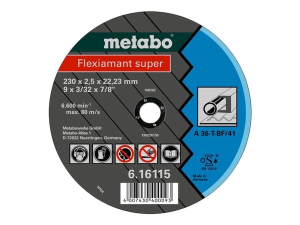 Metabo 616101000, levyleikkuri, Tasainen keskiosa, Terästä, Metabo, 2,22 cm, 12,5 cm