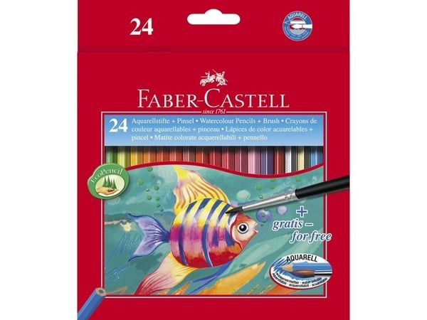Faber-Castell - Sivellin ja värillinen sivellinsarja - vesiväri (24 kpl)