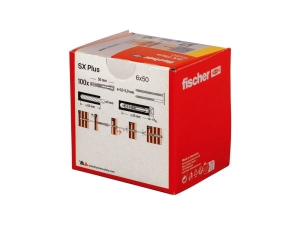 Fischer 568106, Ekspansjonsanker, Lettbetong, Murstein, Betong, Gipsfiberplate, Murverk, Nylon, Grå, Tyskland, 6 mm
