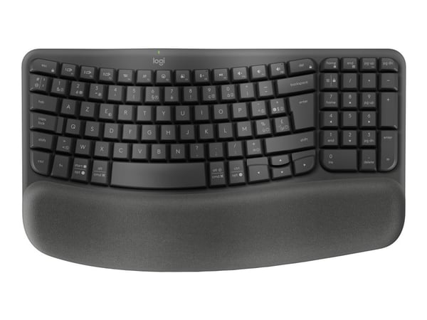 Logitech Wave Keys, Täysikokoinen (100 %), RF Wireless + Bluetooth, Kalvokytkin, AZERTY, Grafiitti