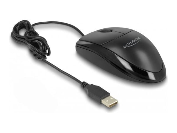 Delock - Mus - stille - høyre- og venstrehåndet - optisk - 3 knapper - kablet - USB - svart - løsvekt - boks Delock - Mus - stille - høyre- og venstrehåndet - optisk - 3 knapper - kablet - USB - svart - løsvekt - boks