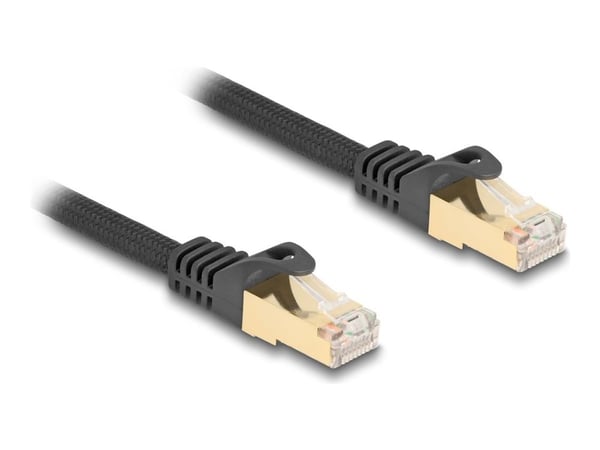 Delock - Koblingskabel - RJ-45 (hann) til RJ-45 (hann) - 2 m - 7 mm - S/FTP - CAT 6a - uten hindringer, flettet belegg - svart