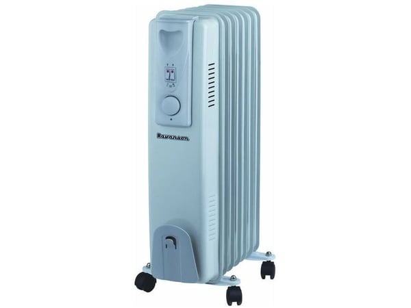 Ravanson OH-07, Elektrisk oljevärmare, Olja, inomhus, Golv, Grå, Knappar, Rotations-