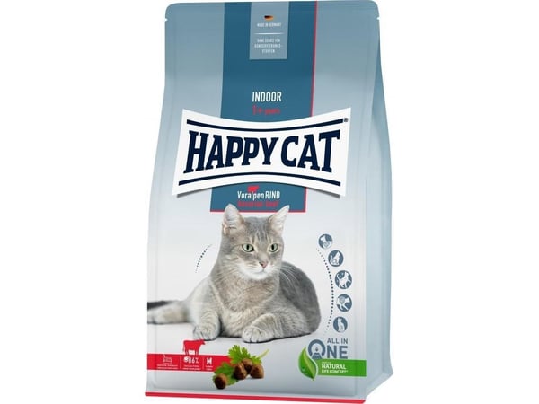 Happy Cat Indoor Bavarian Beef tørrfôr til voksne innekatter bayersk biff 300 g