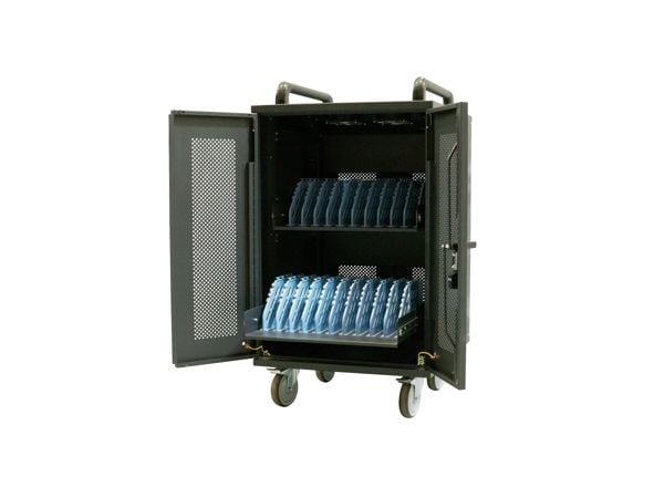 Avtek International Avtek Charging Cart 20, Skåp för hantering av bärbar enhet, Svart, Bärbar dator, 39,6 cm (15.6"), AC, nyckel