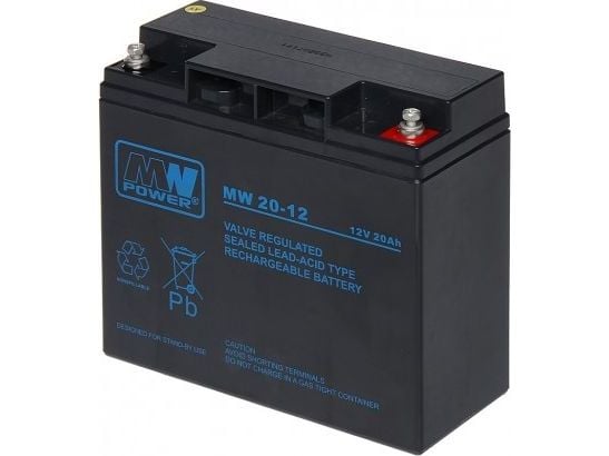MPL MW POWER MW 20-12 UPS-akku Lyijyakku AGM Huoltovapaa 12 V 20 Ah Musta