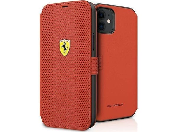 Ferrari FESPEFLBKP12SRE iPhone 12 mini 5,4" rød/rød bok On Track perforert