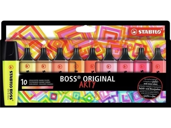 STABILO BOSS ORIGINAL, 10 stykker, Flerfarget, Meisel tupp, Flerfarget, 70/24, 70/144, 70/125, 70/126, 70/54, 70/140, 70/129, 70/150, 70/56, 70/40,...