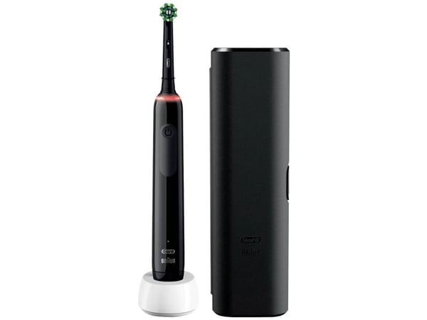 Oral-B Pro 3 3500, Vuxen, Roterande tandborste, Daglig vård, Känslig, Tandblekning, Svart, 2 min, 4 x 30 sec, Svart