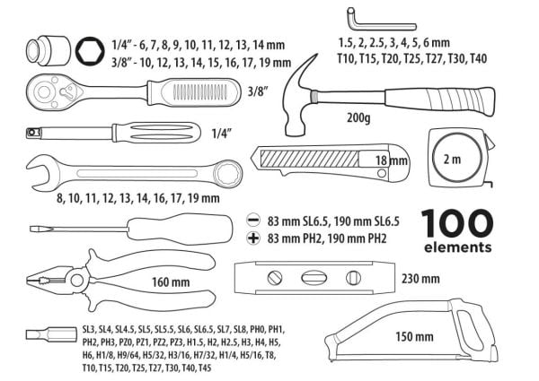 Top Tools Irankiu set 100 delar 1/4, 3/8
