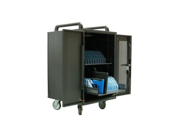 Avtek International Avtek Charging Cart 20, Skåp för hantering av bärbar enhet, Svart, Bärbar dator, 39,6 cm (15.6"), AC, nyckel