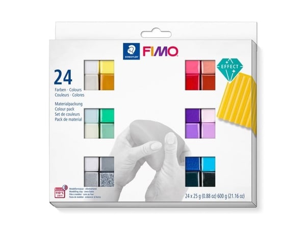 Staedtler FIMO 8013 C, Modellera, Svart, Blå, Koppar, Guld, Grön, Grå, Pärlemorfärgad, Rosa, Lila, Röd, Rosa, Silver, Vit, Gul, 24 styck, 24 färger...