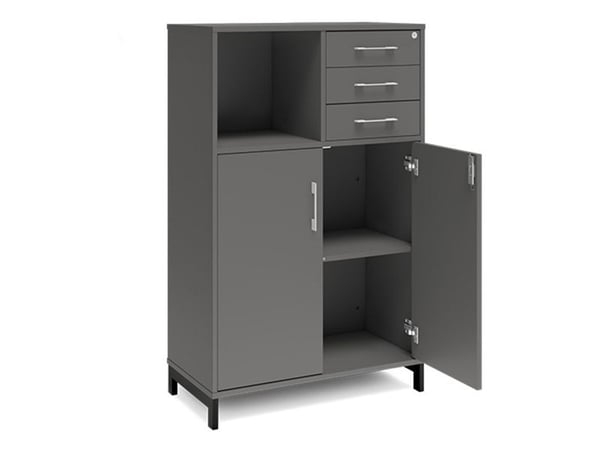 Kontorskab DNA, 800x1275 mm, Antracit/Sort, skuffemodul 3A4/2A4