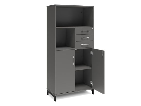 Kontorskab DNA, 800x1660 mm, Antracit/Sort, skuffemodul 4A4/2A4