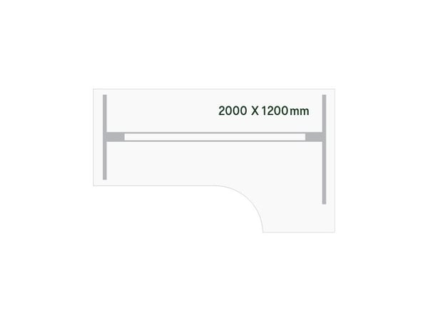 Skrivbord med höj-/sänkfunktion DNA ljusgrå 2000x1200 mm höger 2 ben/svart