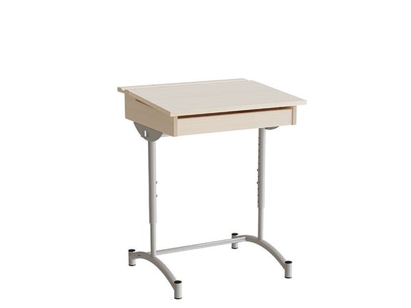 Elevbord, stilbar 128, birk laminat, alugråt stel