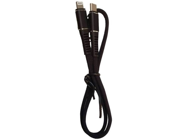 LEBA flettet MFI flat kabel | USB-C til Lightning | 0,5 m | svart | bulk | NCABLE-LE-UC-8P-0.5M (NCABLE-LE-UC-8P-0.5M)