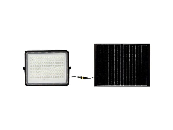 V-TAC solcelle LED-projektør 20W med fjernkontroll, AUTO, timer, IP65 sort VT-180W 4000K 1800lm