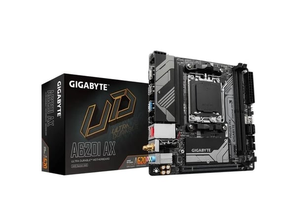 Gigabyte A620I AX - 1.0 - hovedkort - mini-ITX - Socket AM5 - AMD A620 Chipset - USB 3.2 Gen 1, USB-C 3.2 Gen 1, USB 3.2 Gen 2 - 2.5 Gigabit LAN, W...