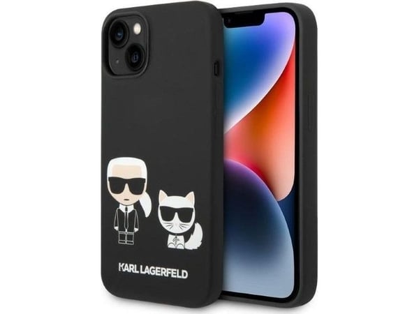 Karl Lagerfeld KLHMP14MSSKCK iPhone 14 Plus 6.7" kotelo musta/musta Nestemäinen silikoni Karl &amp; Choupette Magsafe