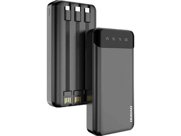 Dudao K6Pro+-black powerbank 20000mAh 10Watt 3xcables sort