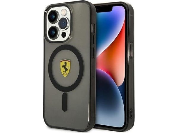 Ferrari FEHMP14XURKK iPhone 14 Pro Max 6,7" svart/svart harddeksel med gjennomsiktig Magsafe