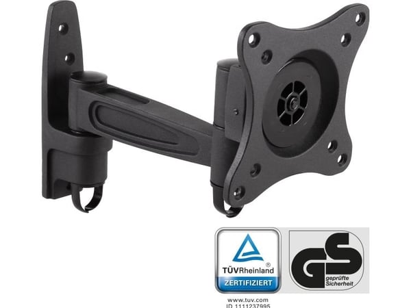 InLine 23106D, 75 x 75 mm, 100 x 100 mm, -15 - 15°, -90 - 90°, Aluminium, Svart