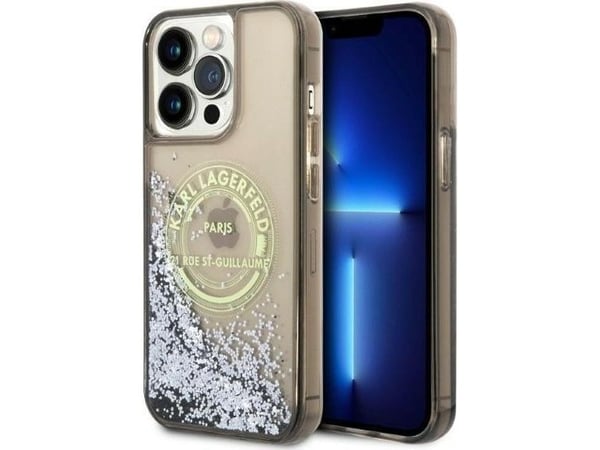 Karl Lagerfeld flytande glitter RSG-skal till iPhone 14 Pro Max - svart