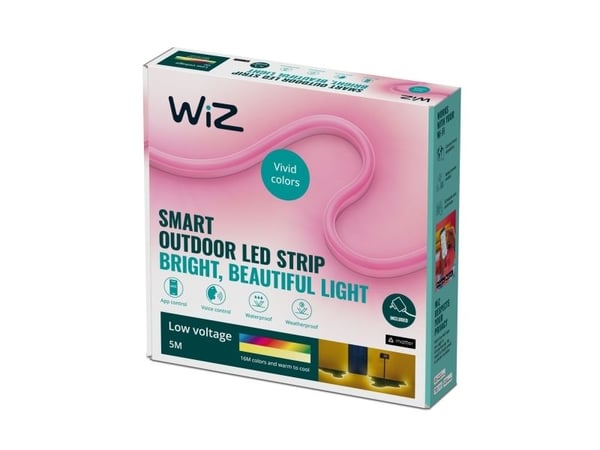 WiZ Utendørs LEDstrip, 5 m, Smartstripelys, Wi-Fi/Bluetooth, Hvit, Wi-Fi 4 (802.11n), 802.11b, 802.11g, LED, Plast