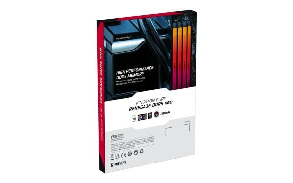 Kingston FURY Renegade RGB - DDR5 - modul - 32 GB: 1 x 32 GB - DIMM 288-pin - 6400 MT/s / PC5-51200 - CL32 - 1.1 V - ikke-bufret - on-die ECC - sva...