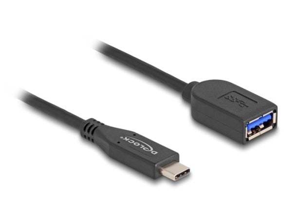 Delock - USB-kabel - 24 pin USB-C (hann) til USB-type A (hunn) - 50 cm - up to 10 Gbps data transfer rate, vridd - svart