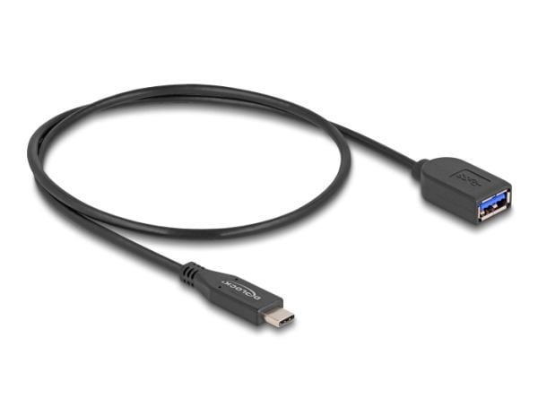 Delock - USB-kabel - 24 pin USB-C (hann) til USB-type A (hunn) - 50 cm - up to 10 Gbps data transfer rate, vridd - svart