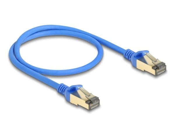 Delock - Nettverkskabel - RJ-45 (hann) til RJ-45 (hann) - 50 cm - 4.9 mm - FTP - CAT 8.1 - halogenfri, uten hindringer, slank - blå