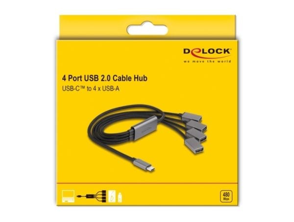 Delock - Hubb - 4 x USB 2.0 - skrivbordsmodell