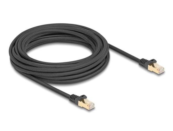 Delock - Koblingskabel - RJ-45 (hann) til RJ-45 (hann) - 7.5 m - 7 mm - S/FTP - CAT 6a - uten hindringer, flettet belegg - svart