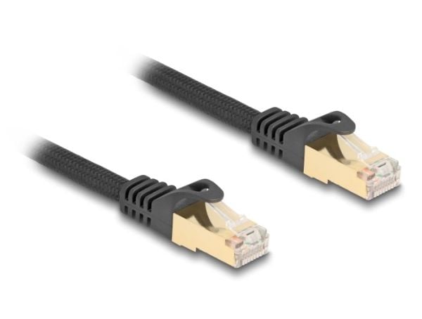 Delock - Koblingskabel - RJ-45 (hann) til RJ-45 (hann) - 2 m - 7 mm - S/FTP - CAT 6a - uten hindringer, flettet belegg - svart
