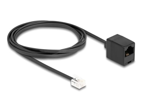 Delock - Telefonkabel - RJ-11 (hann) til RJ-45 (hunn) - 2 m - flat - svart