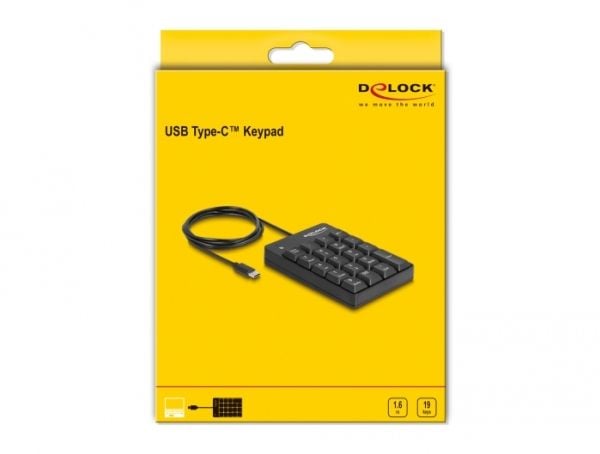 Delock - Näppäimistö - 19 näppäintä - USB-C - musta - vähittäismyyntipakkaus