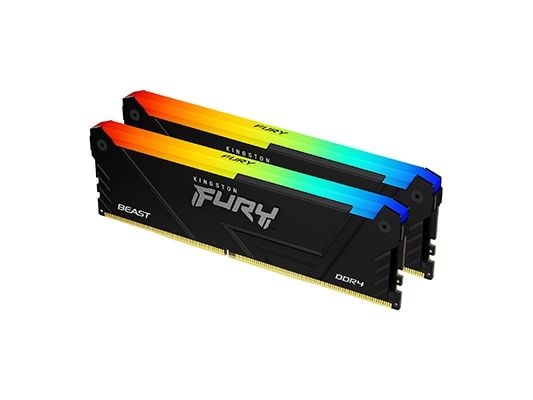Kingston FURY Beast RGB - DDR4 - sett - 64 GB: 4 x 16 GB - DIMM 288-pin - 3200 MT/s / PC4-25600 - CL16 - 1.35 V - ikke-bufret - ikke-ECC - svart