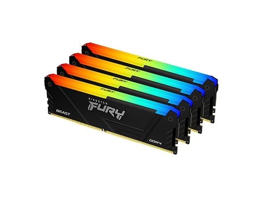 Kingston Technology FURY Beast 64GB 3200MT/s DDR4 CL16 DIMM (4 kpl:n pakkaukset) RGB, 64 GB, 4 x 16 GB, DDR4, 288-pin DIMM