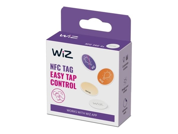 WiZ NFC-tag, 4 deler, Trådløs, NFC, Hvit, IP20, Plast, Ikke nødvendig