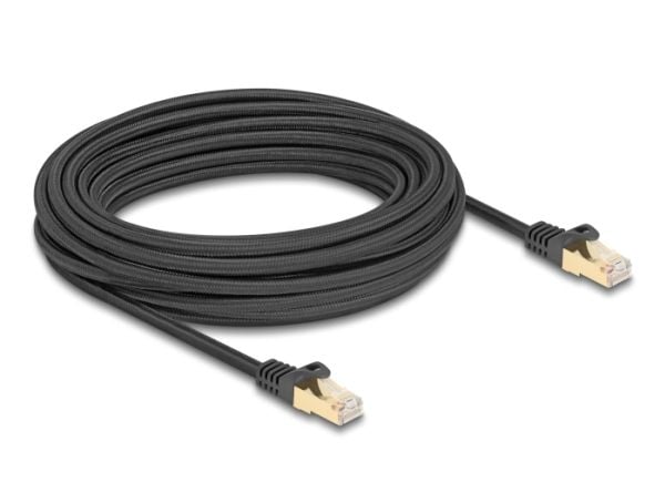 Delock - Koblingskabel - RJ-45 (hann) til RJ-45 (hann) - 10 m - 7 mm - S/FTP - CAT 6a - uten hindringer, flettet belegg - svart