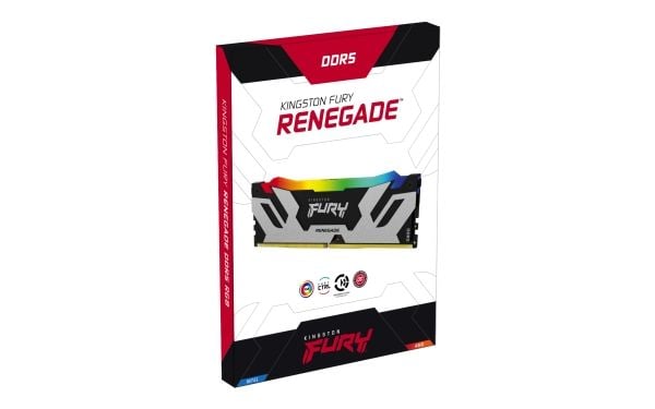 Kingston FURY Renegade RGB - DDR5 - modul - 16 GB - DIMM 288-pin - 8000 MT/s / PC5-64000 - CL38 - 1.45 V - ikke-bufret - on-die ECC - svart og sølv