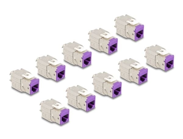 Delock - Keystone module - RJ-45 (hunn) til LSA (hunn) - STP - CAT 6a - fiolett (en pakke 10)